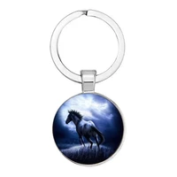 retro calm love horse fashion keychain 25mm handmade round pendant keychain car keychain