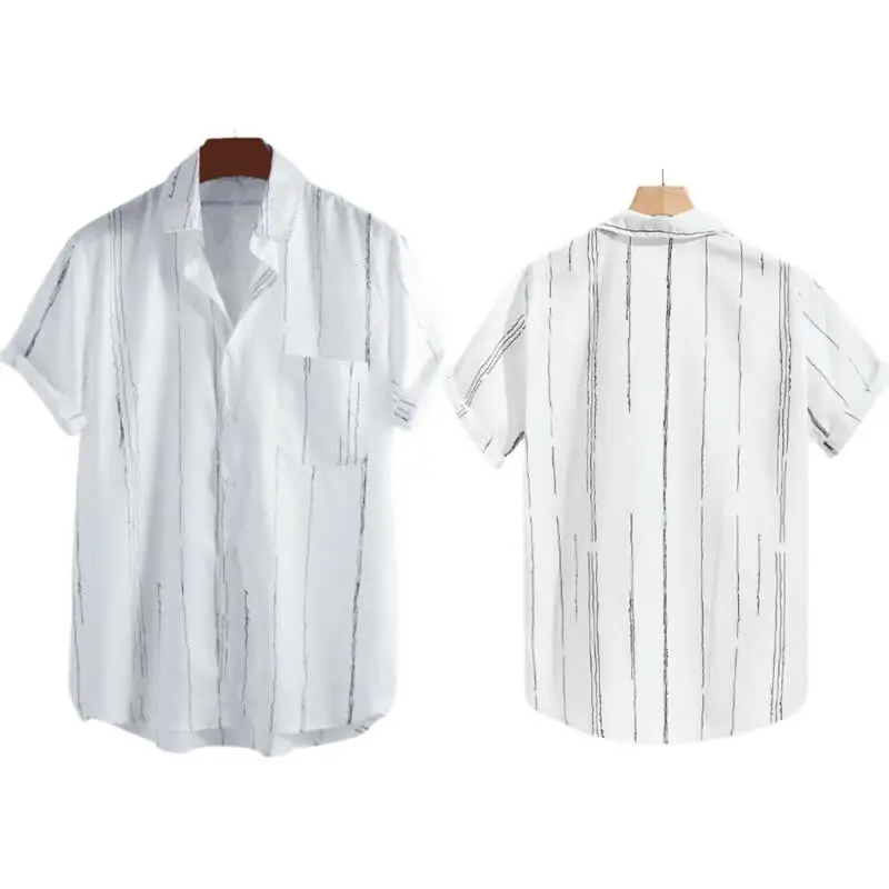 

Men Retro Digital Printed Loose Messy Shirt Casual White Summer Outwear T-Shirt