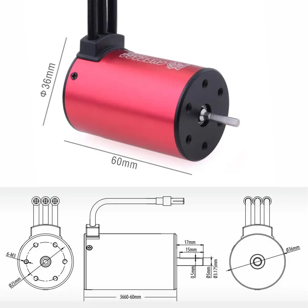 Surpass Hobby KK водонепроницаемый бесщеточный двигатель ESC 3660 2200/2600/3100KV 3 175 мм с