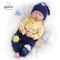 yesteria 55cm realistic bebe reborn silicone doll slepping baby toys for grils striped cartoon printed kids gifts special dolls