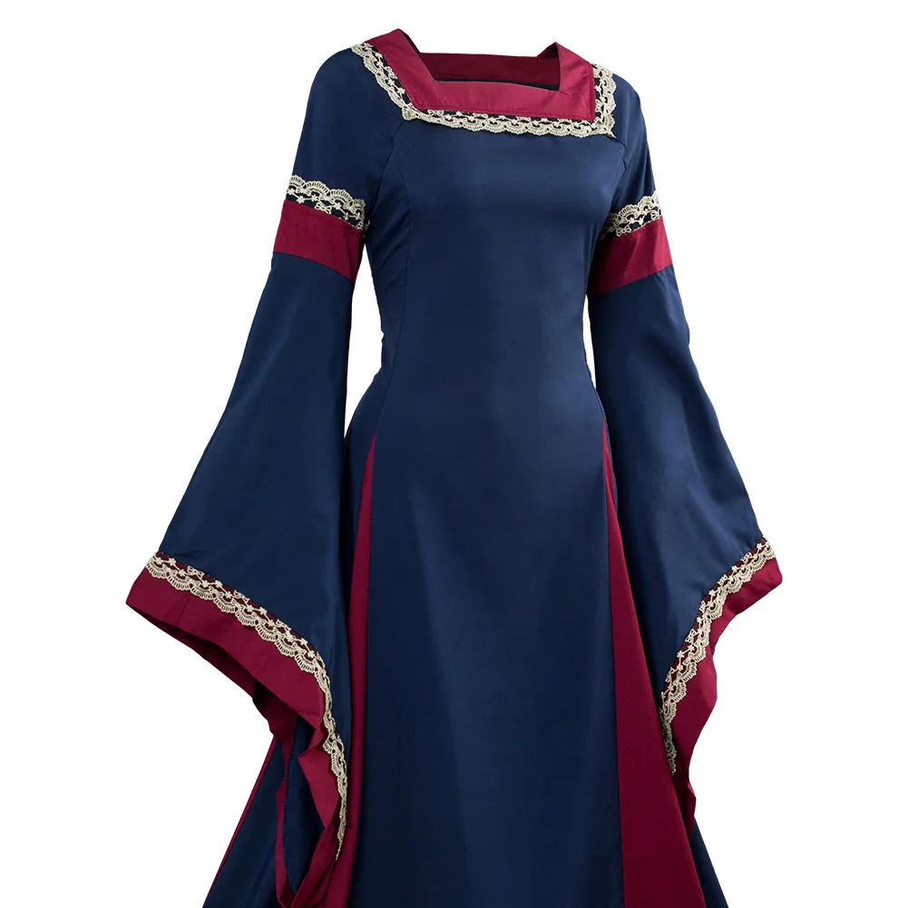 Платье женское длинное с воротником и длинными рукавами фонариками| |