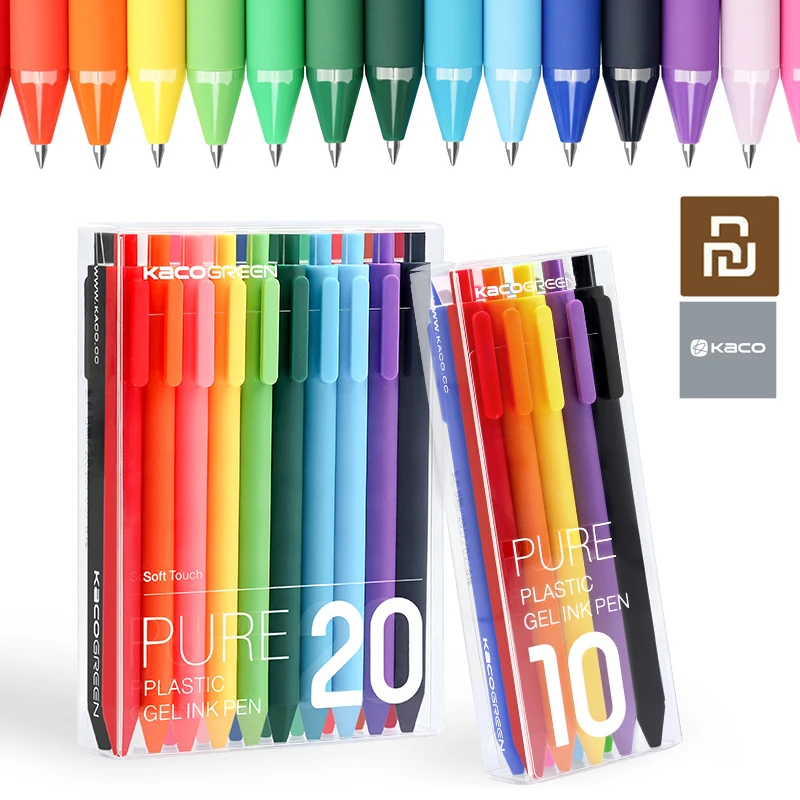 

10Pcs/Lot Youpin KACO 0.5mm Colorful Mi pen Gal Ink Smooth Writing Durable KACOGREEN Signing writing supplies Black Refill