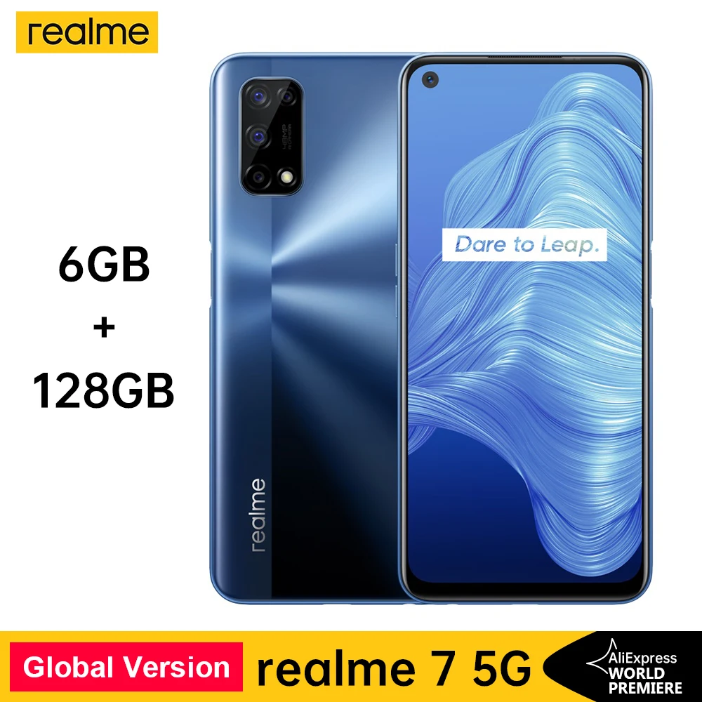 Realme-smartphone 7 5G Dimensity 800U, 6, 128GB, 120Hz, 48MP, 5000mAh, versi&oacute;n Global, cargador Dart de 30W, c&aacute;mara cu&aacute;druple de 48MP-0