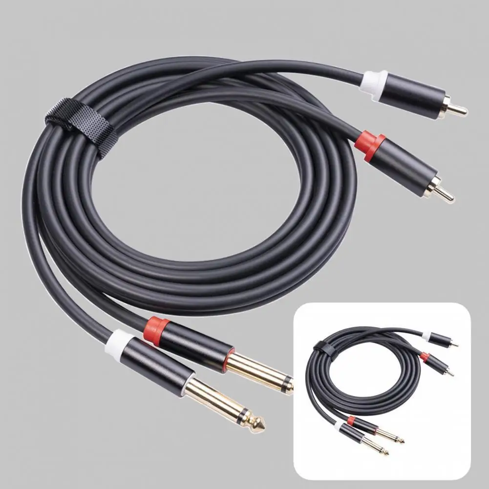 

Useful Audio Cord Anti-oxidation Sturdy 2 RCA Male to 2 x 6.35mm Male Stereo Audio Cable Audio Wire AUX Cord