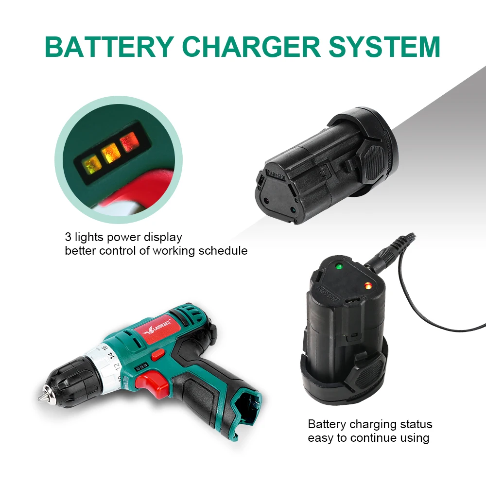 10 8 V электрическая Аккумуляторная дрель 2 скорости перезаряжаемая 1300mAh литий