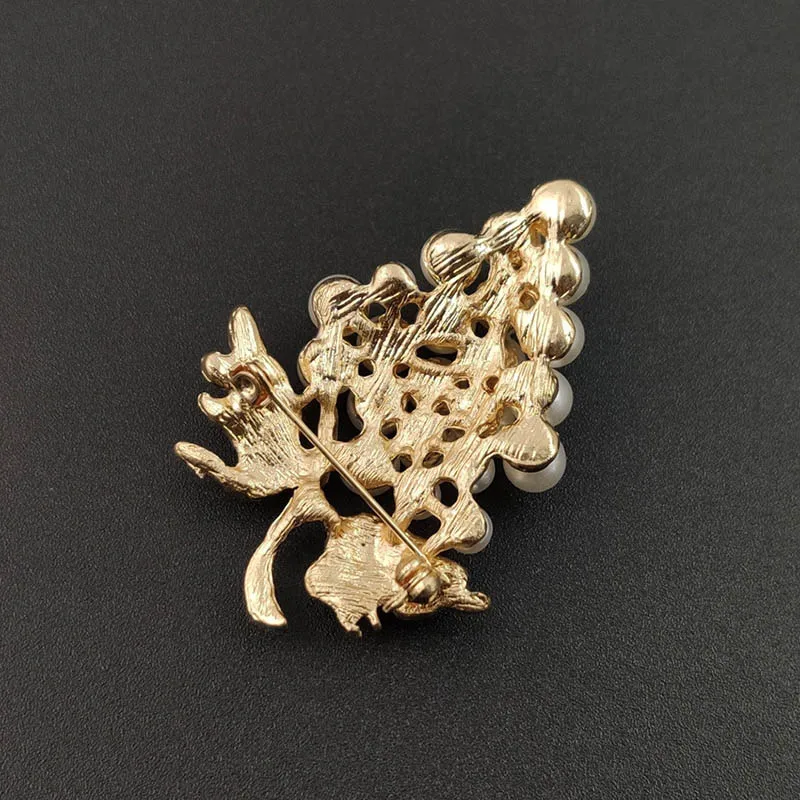 Модная женская брошь с узором винограда заколка искусственным жемчугом для