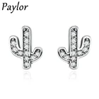 Paylor 2020 серебряные блестящие серьги-гвоздики в виде кактусов, свадебные женские серьги для невест, ювелирные украшения, подарки
