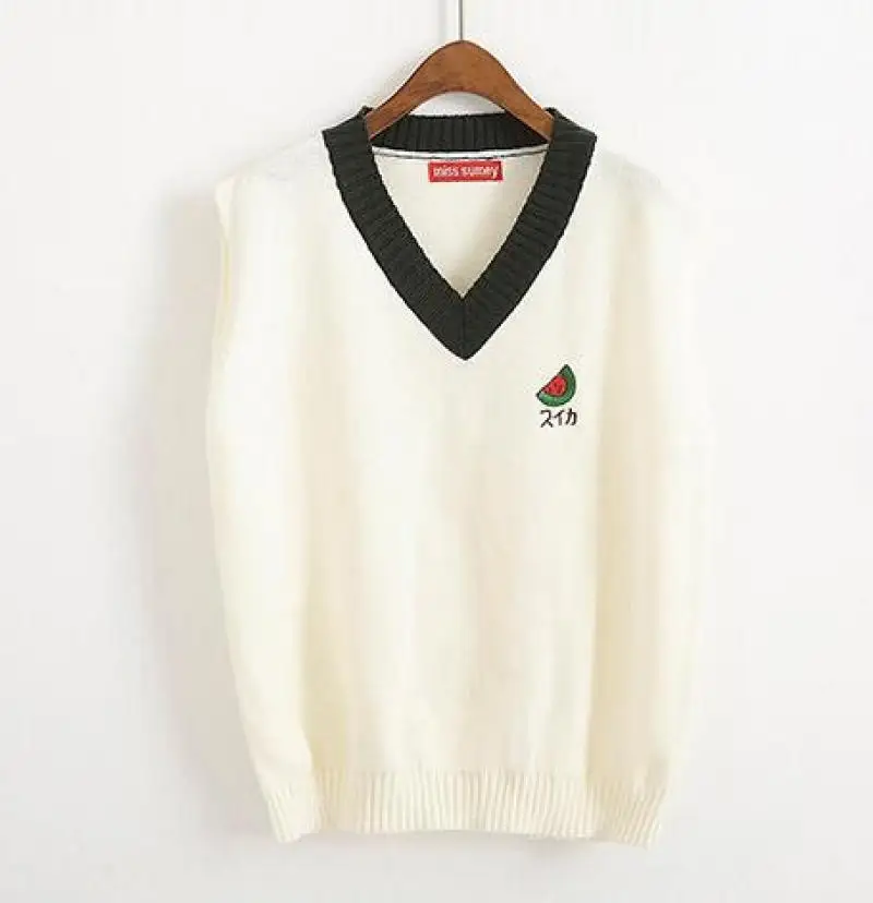 

2020 Women'S Harajuku Cute College Embroidery V-Neck Fresh Girl Loose Sweater Female Retro Pullover Thick Women