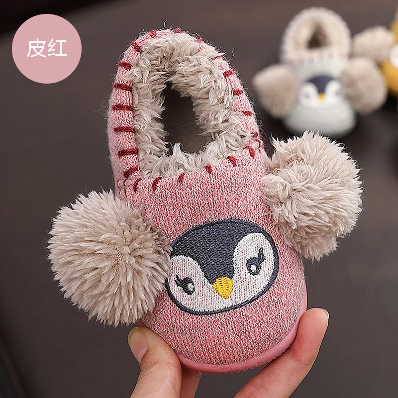 Cartoon cotton slippers women's anti-slip warm children cute wool cotton shoes women's Warm slippers