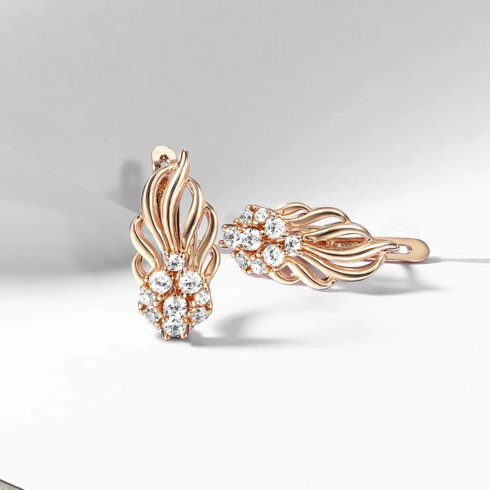 Новые модные серьги гвоздики в форме листьев для женщин и девушек 585 розовое