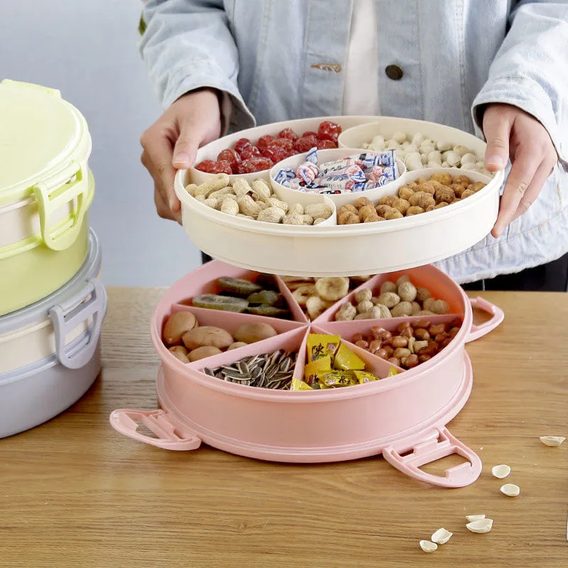 Двухслойная тарелка для сухофруктов с крышкой коробка конфет закусок гостиной