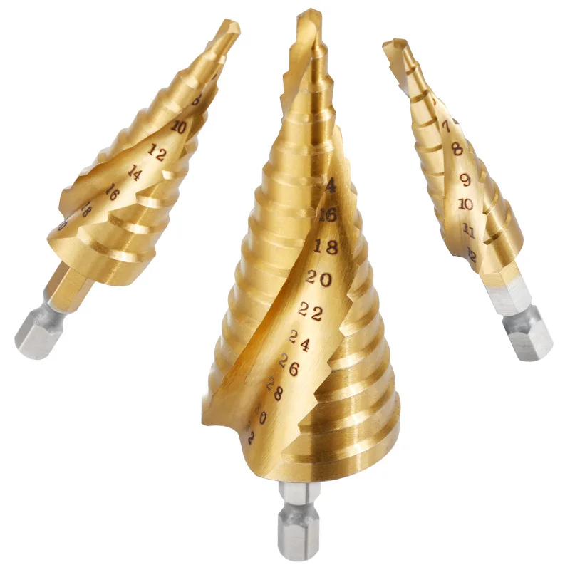 Прямое ступенчатое сверло с треугольным хвостовиком титановая быстрорежущая