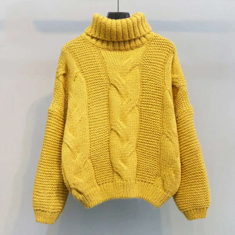 

Turtleneck Sweater Women Autumn Winter Casual Short Knitted Pullovers Female Pull Femme