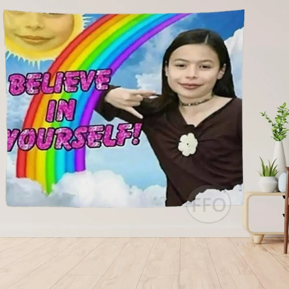 Believe In Uself гобелен настенный смешной мем эстетический Декор для комнаты гобелены