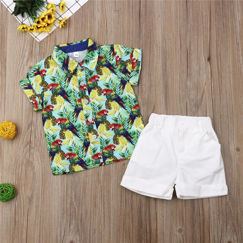 Летние комплекты одежды для маленьких мальчиков повседневные пляжные футболки с