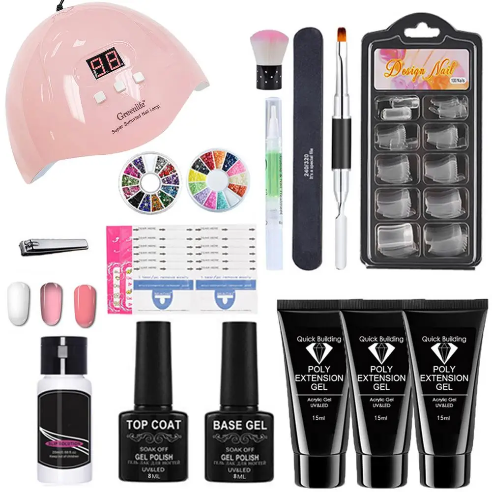

All In One Nail Extension Gel Kit Lamp Gel Polish Set All For Manicure Nails Art Gel Glitter For Nail Extensions Tool Kit
