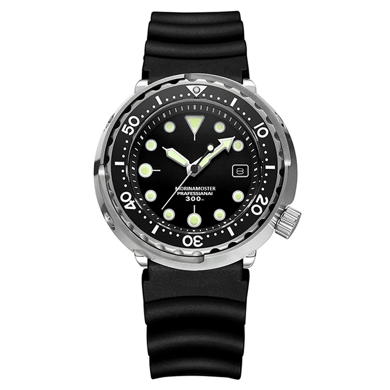 Rubber Strap NH35 механические наручные часы 300 м дайвер керамический ободок сапфировое стекло Мужские автоматические часы из нержавеющей стали - Цвет: Rubber Strap