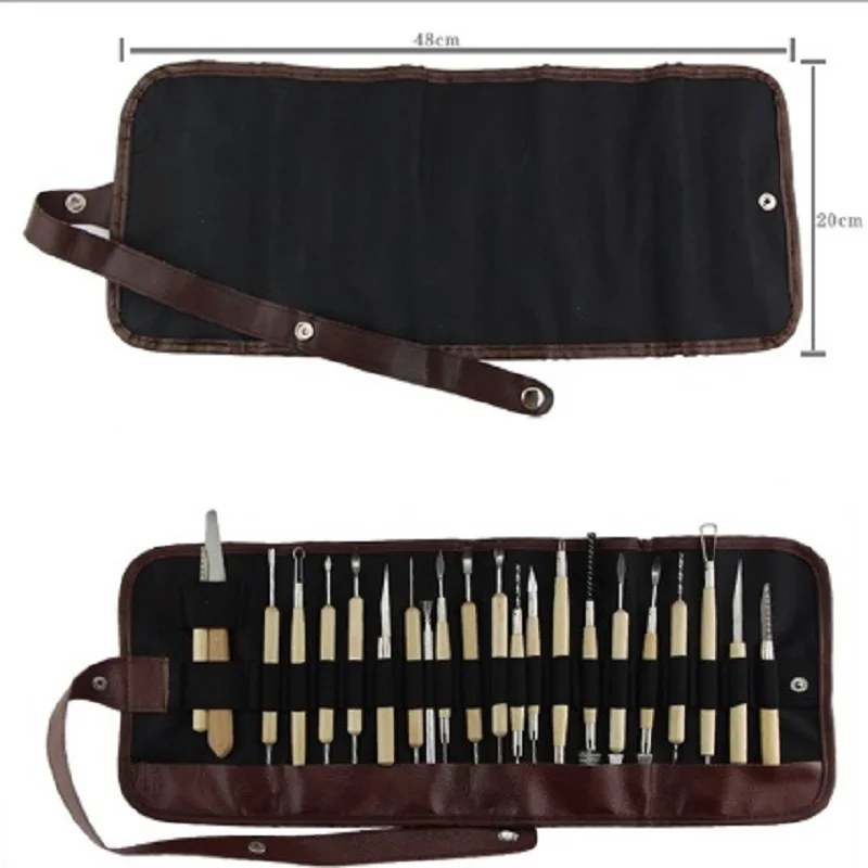 Набор инструментов для скульптуры из полимерной глины: 22 шт., с резцами различной формы и деревянными ручками.