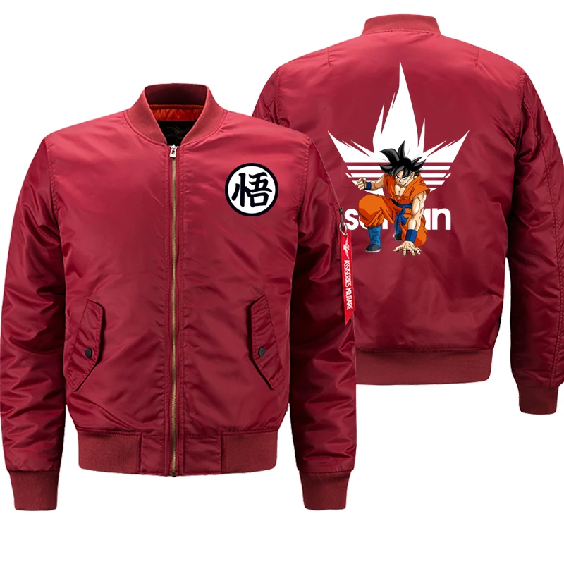 Red 6 Dragon Ball Z Аниме Saiyan куртка мужская мотоциклетная Байкерская Толстая куртка осень зима мужская куртка-бомбер военная куртка плюс 8XL - Цвет: Red 6