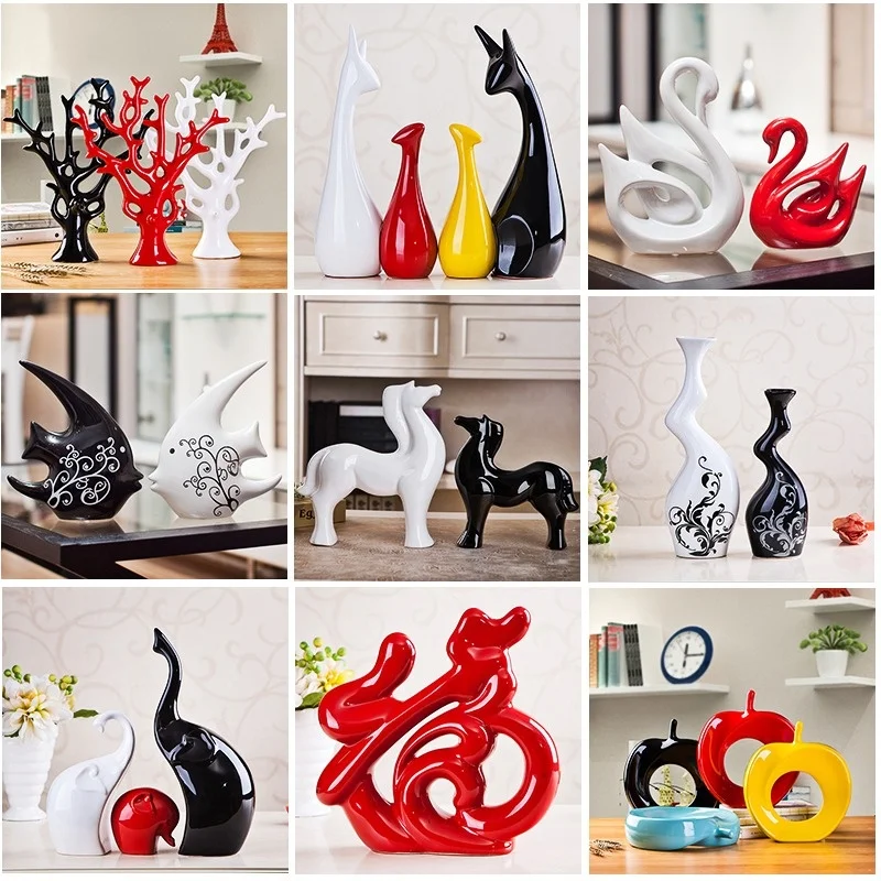 

Nordic Home Decoration Accessories Ceramic Swan Deer Elephant Figurines Crafts Decor Animal Ornaments Furnishing Office Arts