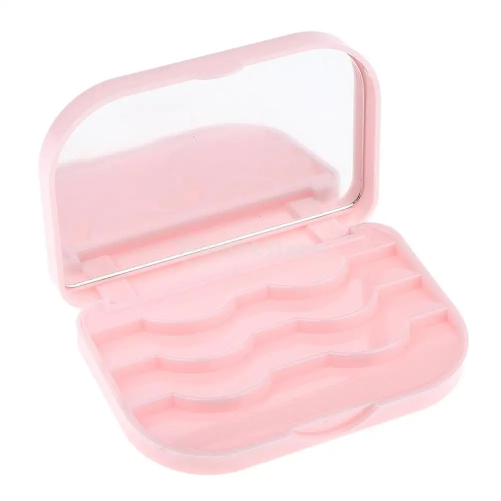 Pink Пластиковый макияж Накладные ресницы хранения Организатор Box Путешествия держатель ресниц Чехол Контейнер - Цвет: Pink