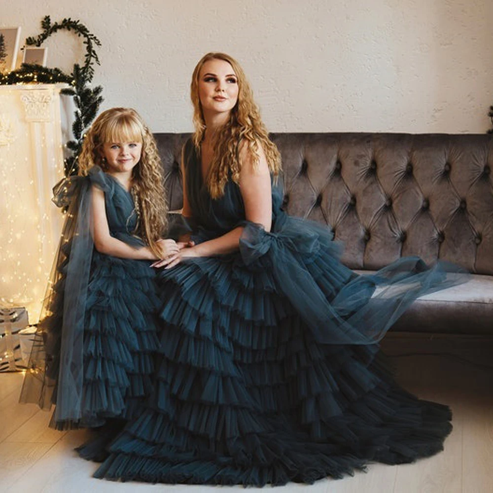 

Элегантный стиль 2022, подходящая одежда, бальное платье, темно-серого цвета, премиум-класса, тюль, многослойный, для мам и женщин