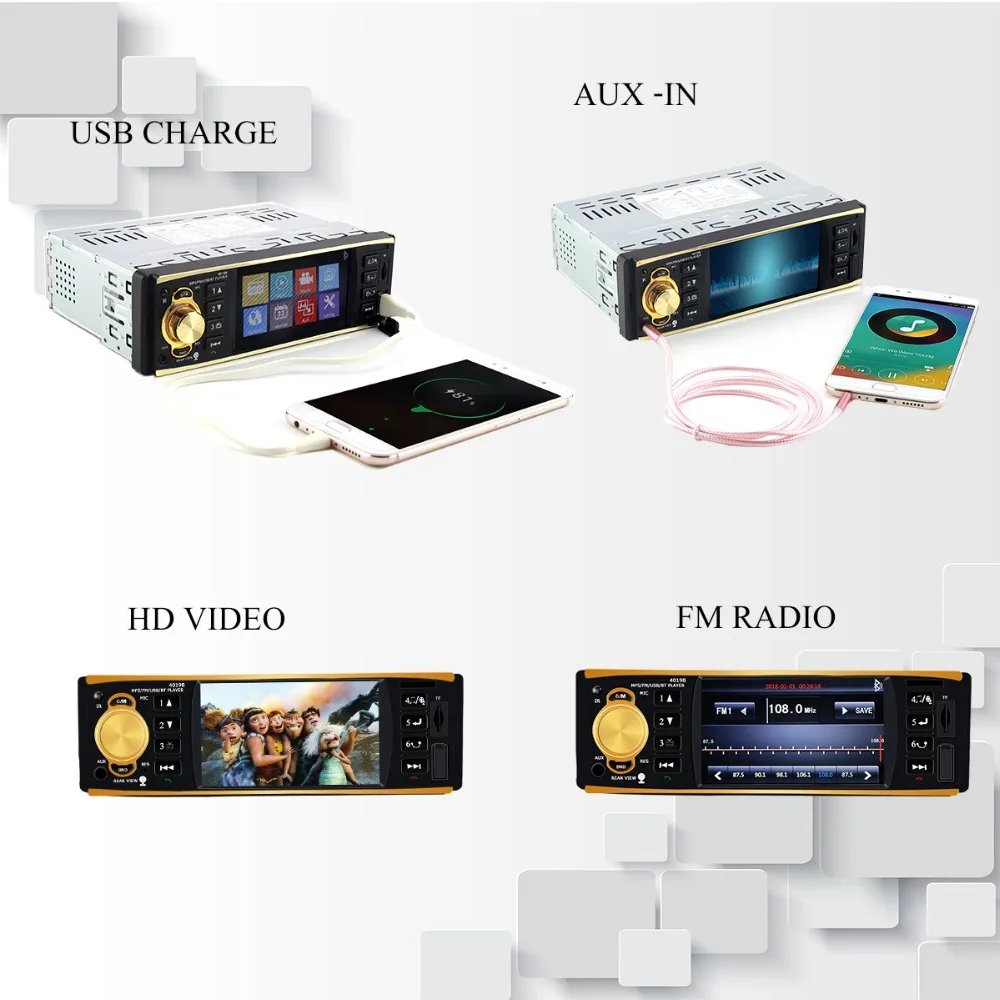 Автомагнитола 1 Din 4 дюйма USB AUX FM с камерой заднего вида|Автомобильные
