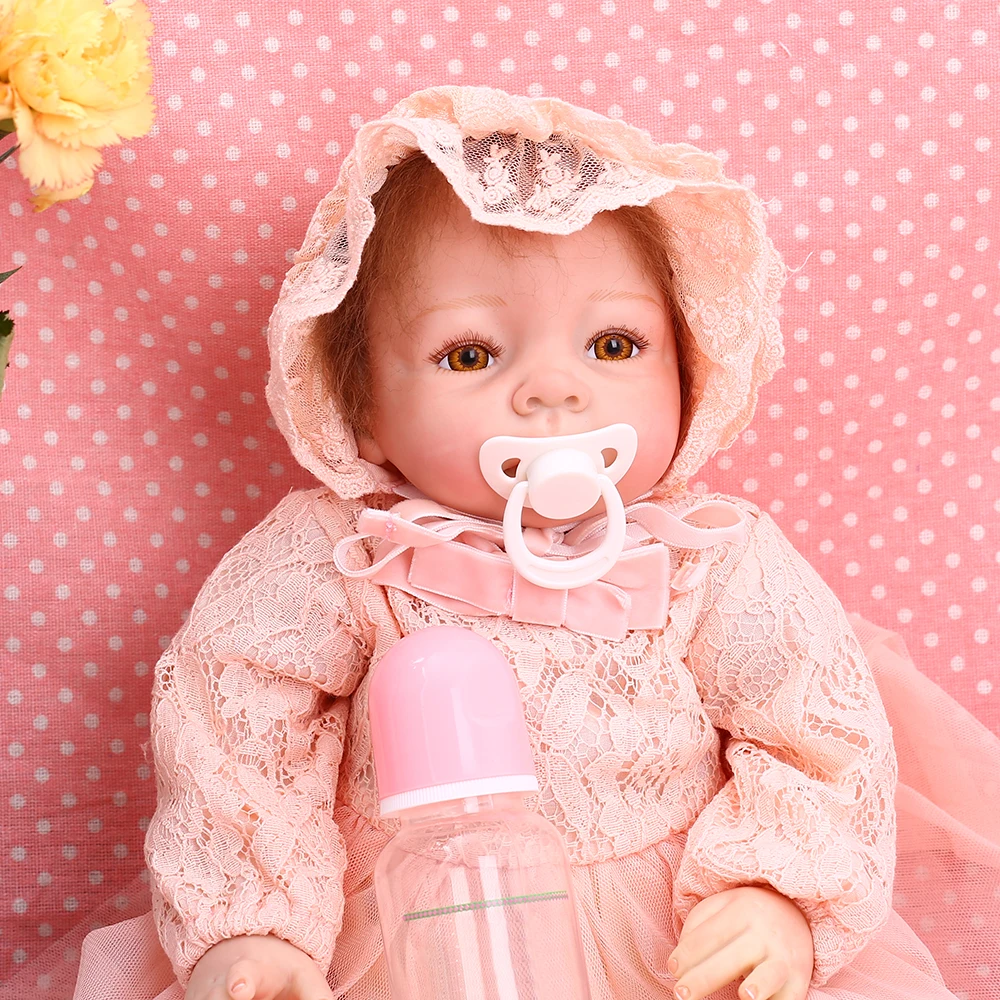 Reborn Baby Dolls 22 дюймов маленькая принцесса силиконовая Реалистичная кукла ребенок игрушка розовое платье реалистичное 55 см Bebe кукла для новорожденного