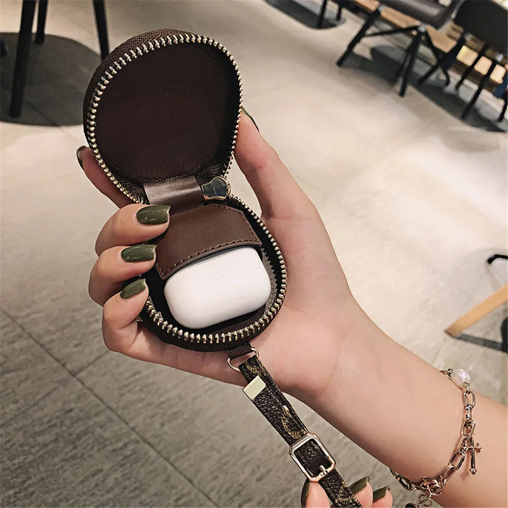 

Luxury Brand Earphone Headset Accessories Leather Case for Apple Airpods Pro Air Pods 1 2 3 Cover Full Protective Headphone Bags