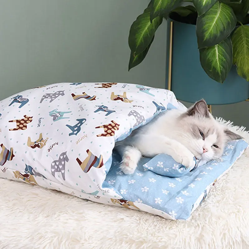 

Dog Cat Bed Sleeping Bag Sofa Mat Winter Warm House Small Pet Bed Puppy Kennel Nest Cushion Pet Products Cute pet bed Removable