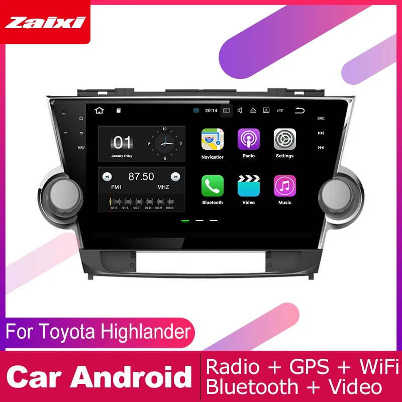 ZaiXi для Toyota Highlander XU40 2007 ~ 2013 Автомобильная Мультимедийная система Android 2 DIN