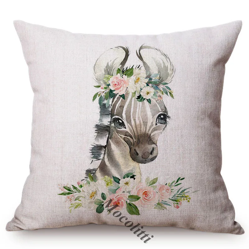 Скандинавский чехол с акварельными животными коала утенком зайчиком подушкой