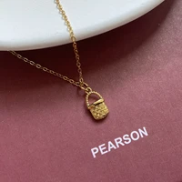 2022 new 925 silver necklace simple bag pendant golden necklace student all match jewelry birthday gift choker necklace