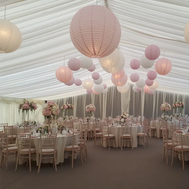 Economici 20 PCS Decorazione Del Partito Grandi Lanterne Di Carta Cinese Giapponese Bianco Chiaro Rosa LED Lampada Luminosa Palla Per Decorazioni Natalizie Di Nozze