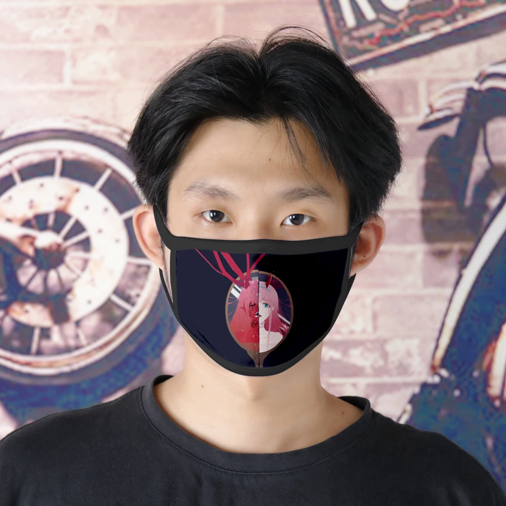 

DARLING in the FRANXX Mask Fashion Hip Hop Streetwear Washable Face Mask DARLING in the FRANXX 3D Print Masks Harajuku Cosplay