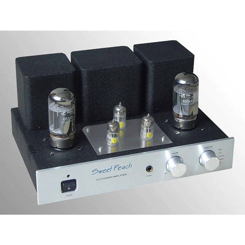 

SP-6550 small single-end Class A tube power amplifier, output power: 13W × 2 frequency response: 20Hz--25KHz distortion: 1%