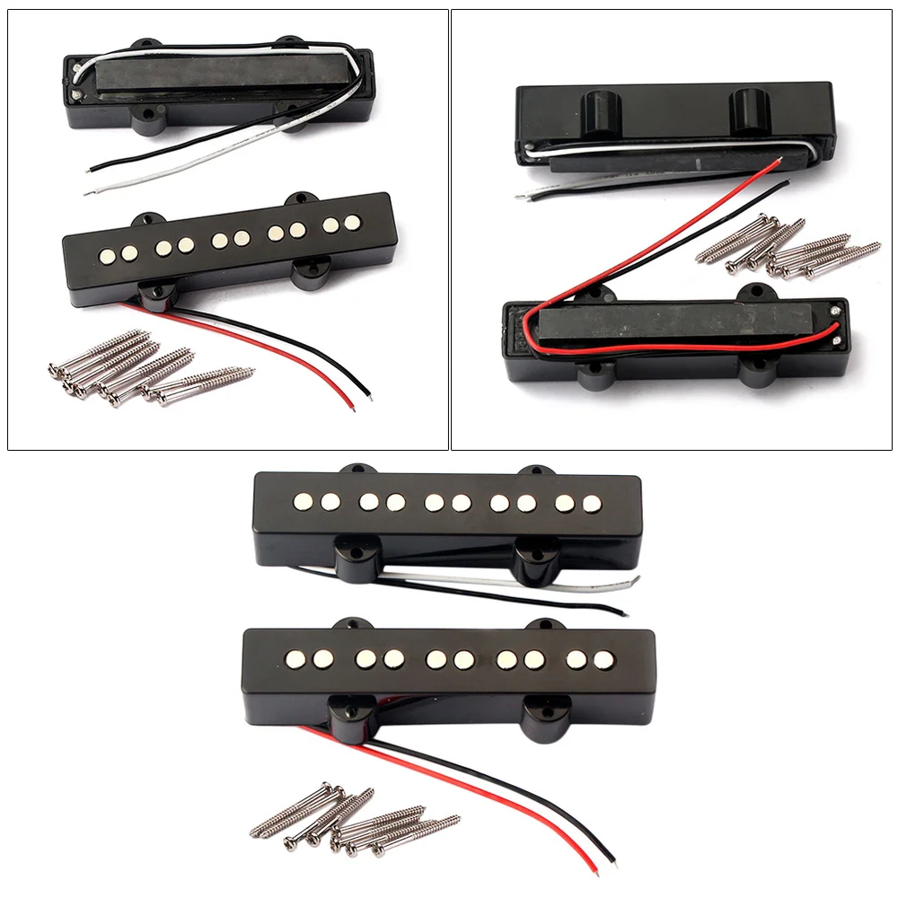 5 String Electric Bass Pickups Bridge Neck Pickups Set for Jazz Bass Guitar Open Style Guitar Parts and Accessories GMB08 Bla