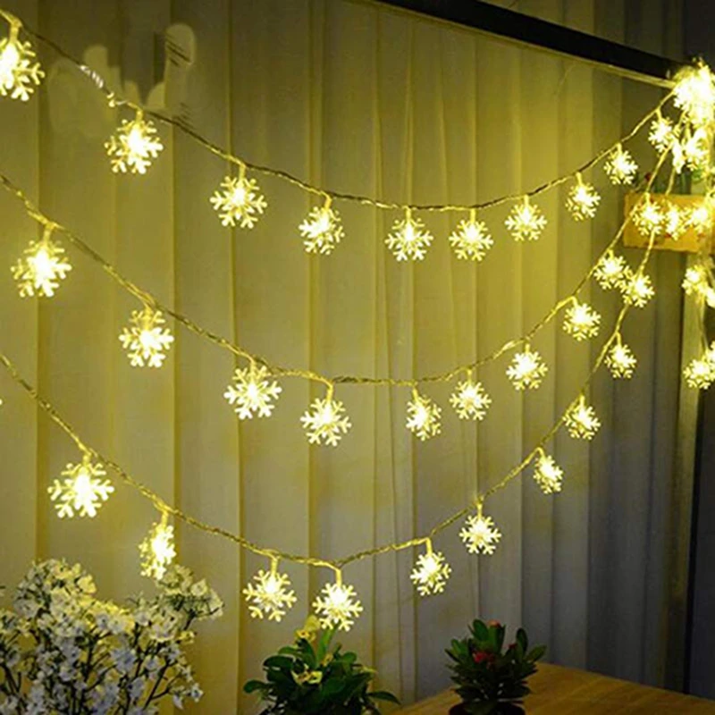 3 м 20LED гирлянда со снежинками сказочные огни на батарейках подвесное дерево