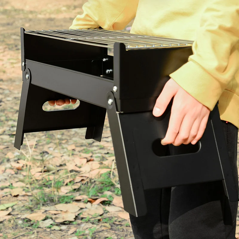 Черная трапециевидная ножка для барбекю прямоугольная Портативная Складная