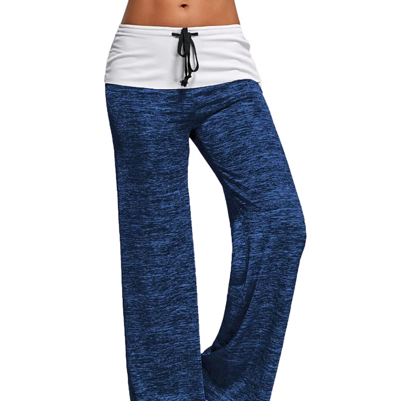 Лоскутные брюки с высокой талией эластичные широкие со шнуровкой свободные