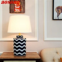 aosong ceramic table lamps luxury copper fabric desk light for home living room dining room bedroom office