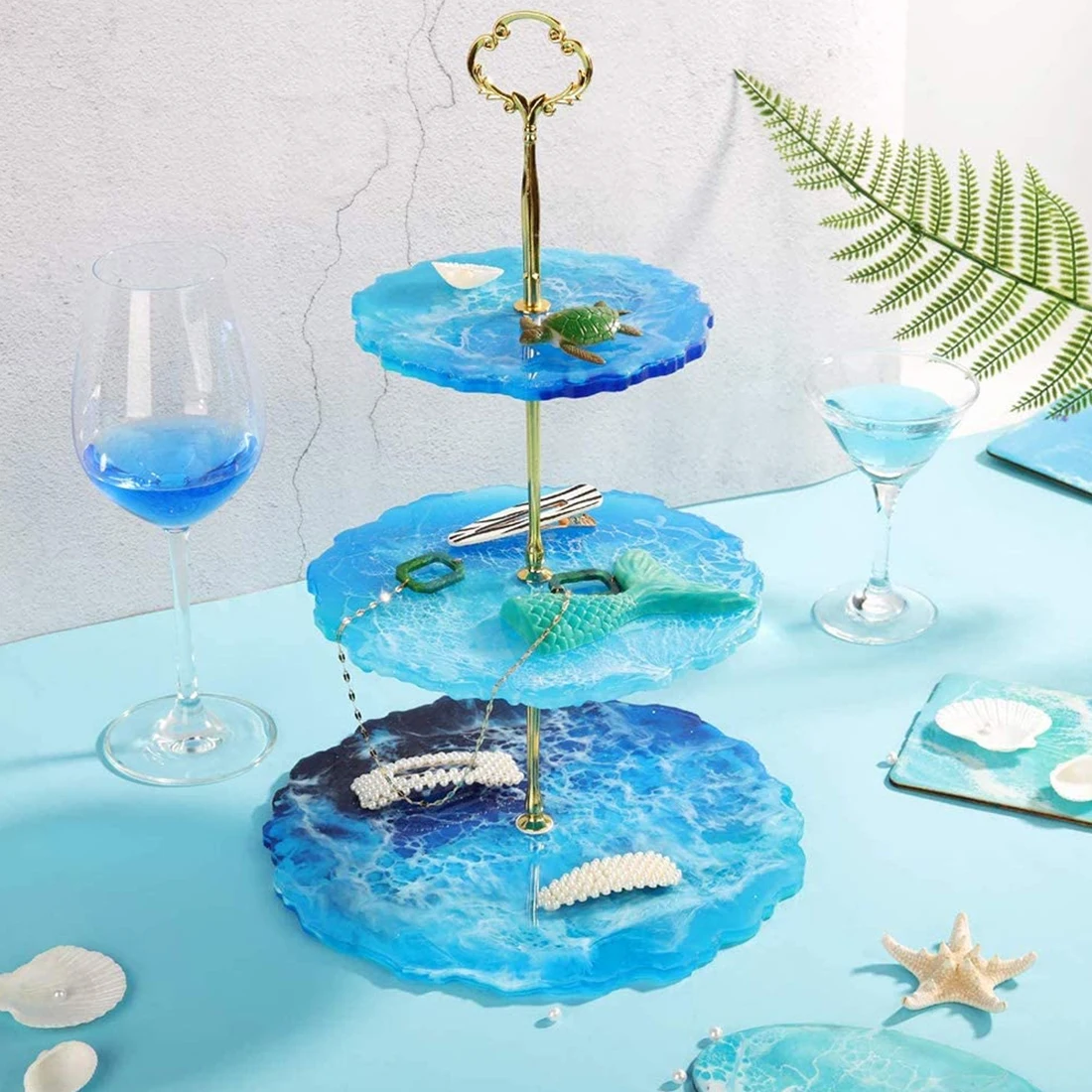 

3 Layers Fruits Trays Resin Dishes Cupcake Stand Molds Silicone Epoxy Casting Crystal Mould Home Party Decoration