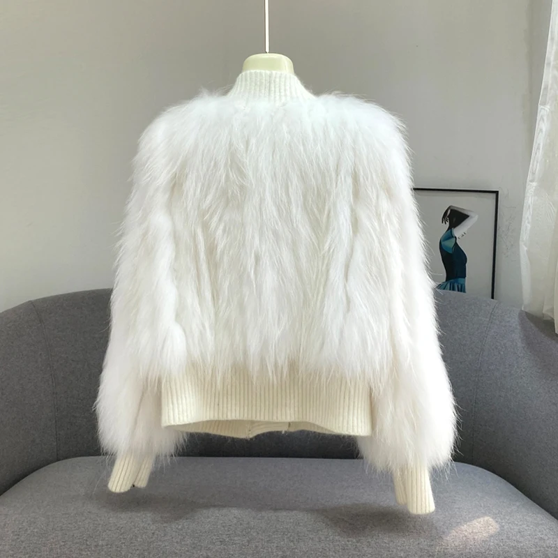 Raccoon  fur knitting coat new real fur coat women's clothing autumn and winter natural fox fur coat