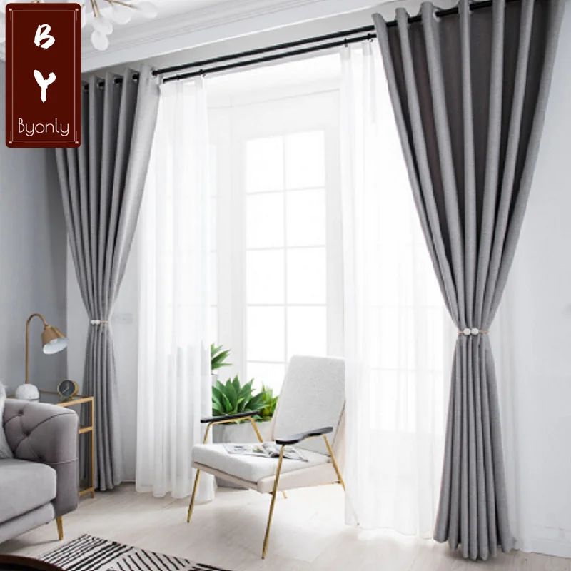 

Modern Curtains for Living Dining Room Bedroom Simple Athens Mesh Solid Color Fabric Curtains Finished Product Customization