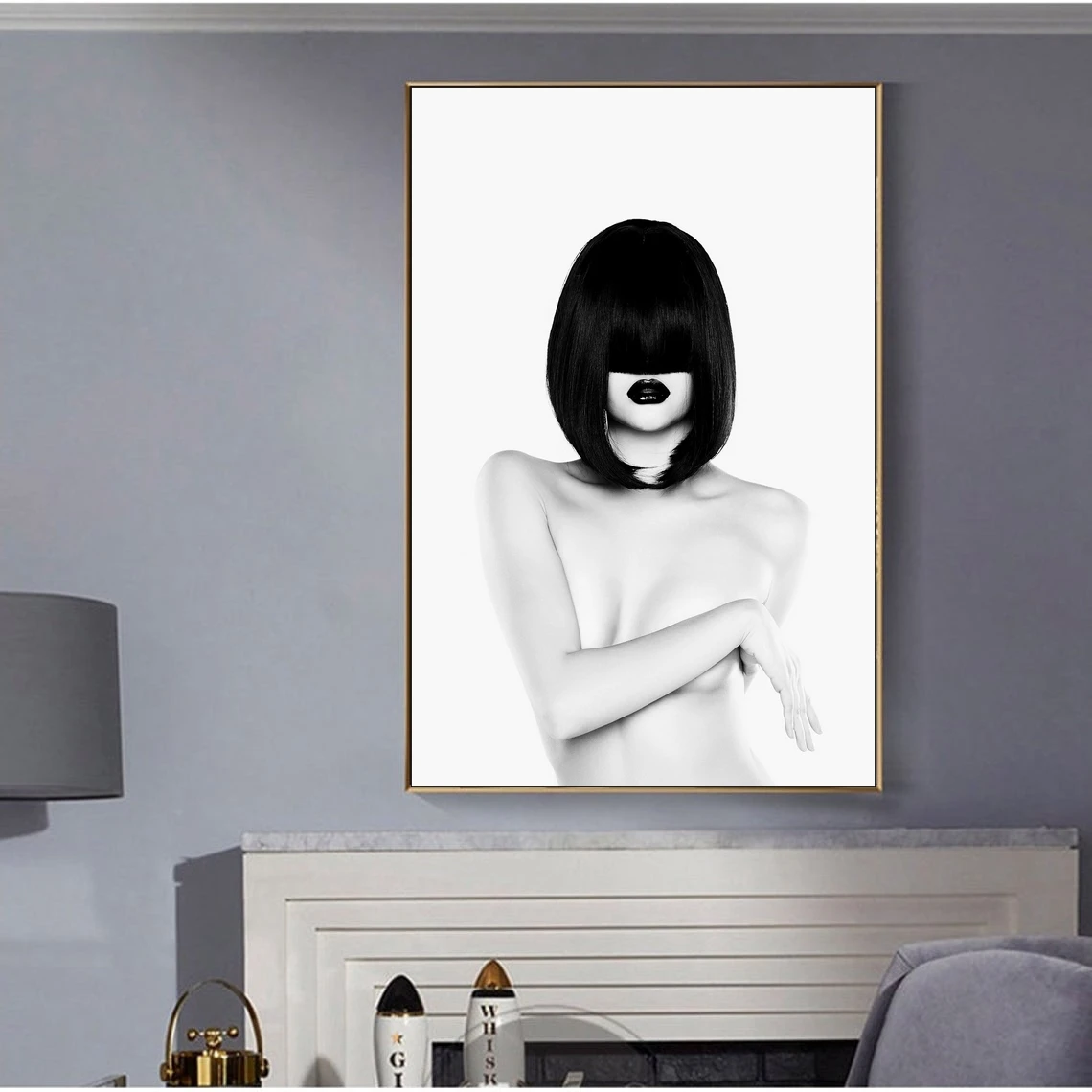 Плакат С Черной Бахромой сексуальный без бюстгальтера грудь женский