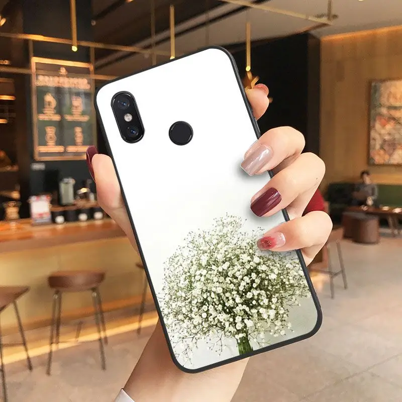 Beautiful Flower Gypsophila Back Phone Case For Xiaomi Mi 6 6plus 8 8SE 9 9SE 6X Note2 Note3 Coque Shell Cellphones