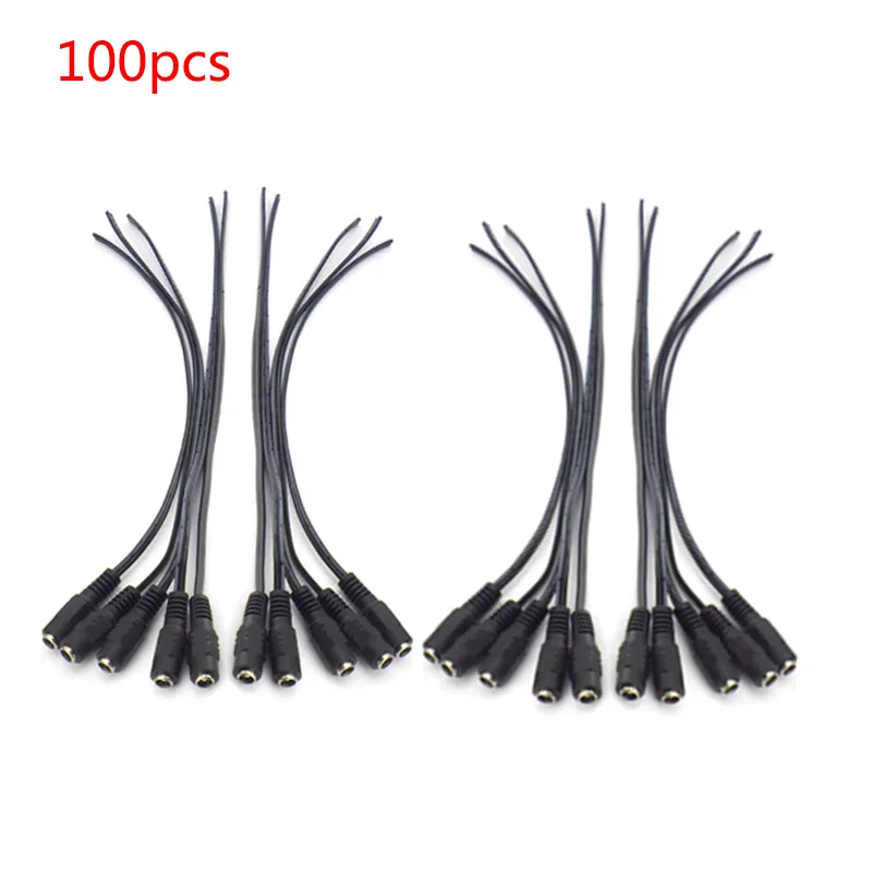 Fêmea do Adaptador de Jack do Cabo dos Conectores da C.c. Pces para a Câmera Conduzida do Cctv da Tira C.c. de 100 Conector Cabo Comprimento Plug 5.5×2.1mm de 100 26cm