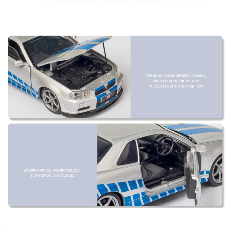 Модель автомобиля игрушечного Nissan Skyline Ares GTR R34 R35 литой металлический автомобиль