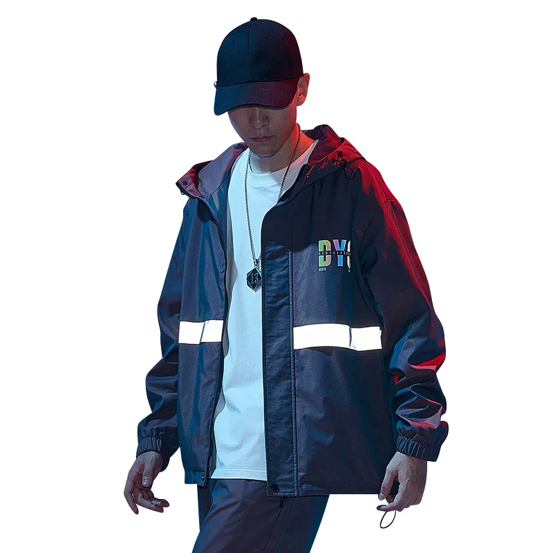 Куртка Techwear мужская с буквенным принтом Повседневная тонкая Светоотражающая