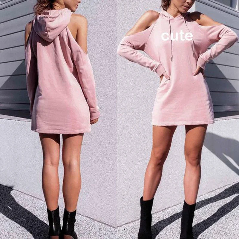 Толстовка женская с открытыми плечами пикантный Модный свитшот надписью милый